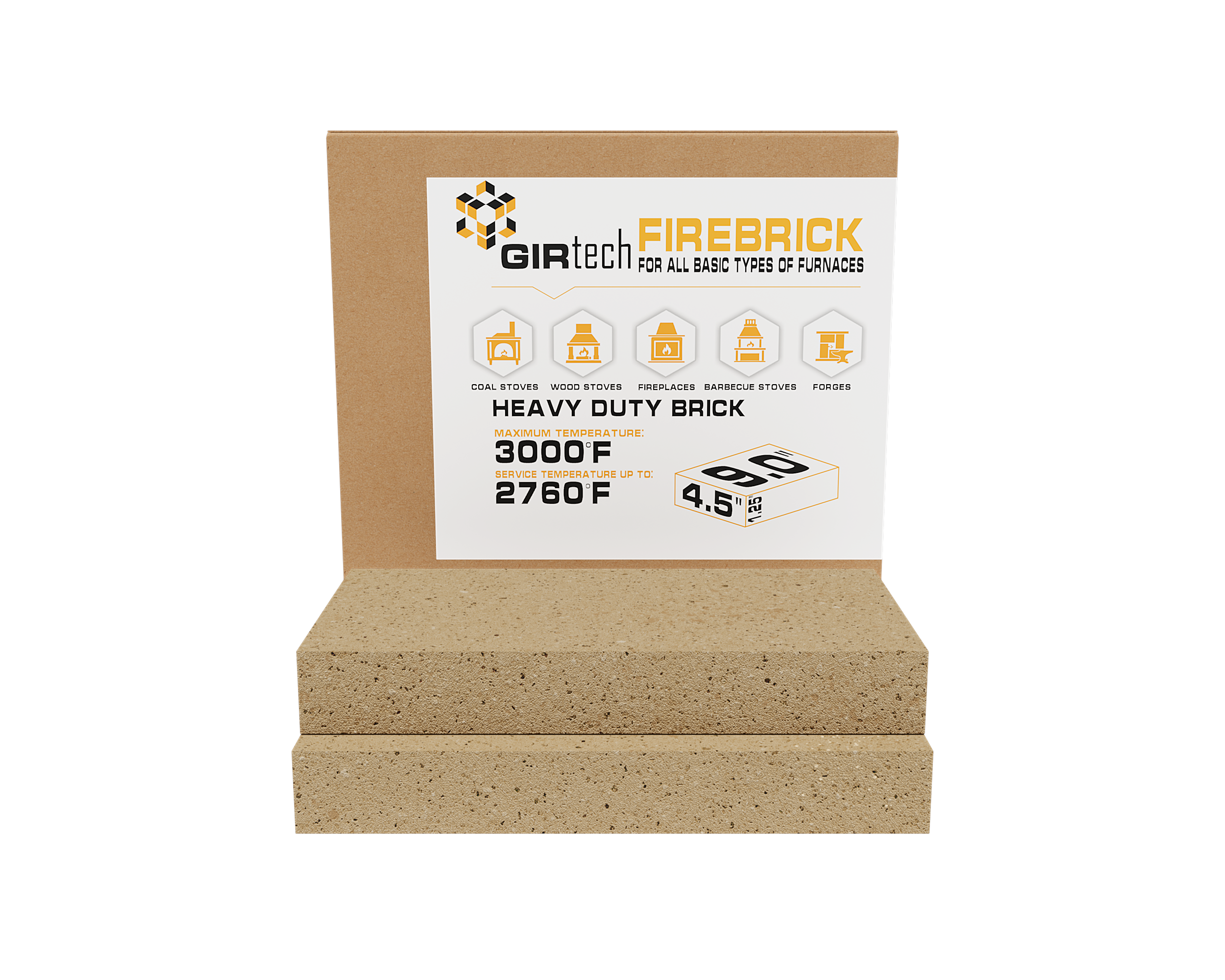 USM Heavy Duty Firebricks 2,4,5,6 Units-Pack Fireclay, Chamotte 3000F US Stove 9" x 4-1/2" x 1-1/4" Insulating, Replacement Fire Bricks for Fireplaces, Wood Stoves, Pizza Ovens, Steel Furnaces, Forge