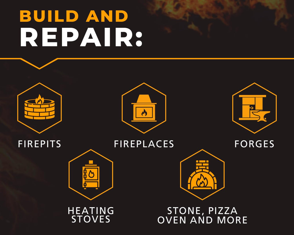 FireCast Castable Refractory Cement Mix 3110 Degree Fahrenheit 20 Lbs High Temperature Heat Resistant Fireproof Mortar Build Repair Pizza Oven Fire Places Forge Kiln Stove