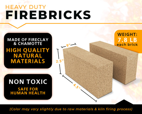 Heavy Duty Refractory Fire Bricks for Forge 3200F - Pack of 2 Extra High Temperature Insulated | Fire Brick for Masonry, Insulating Kiln, Fire Pit, Wood Stove, Oven, Grill, Melting Metals