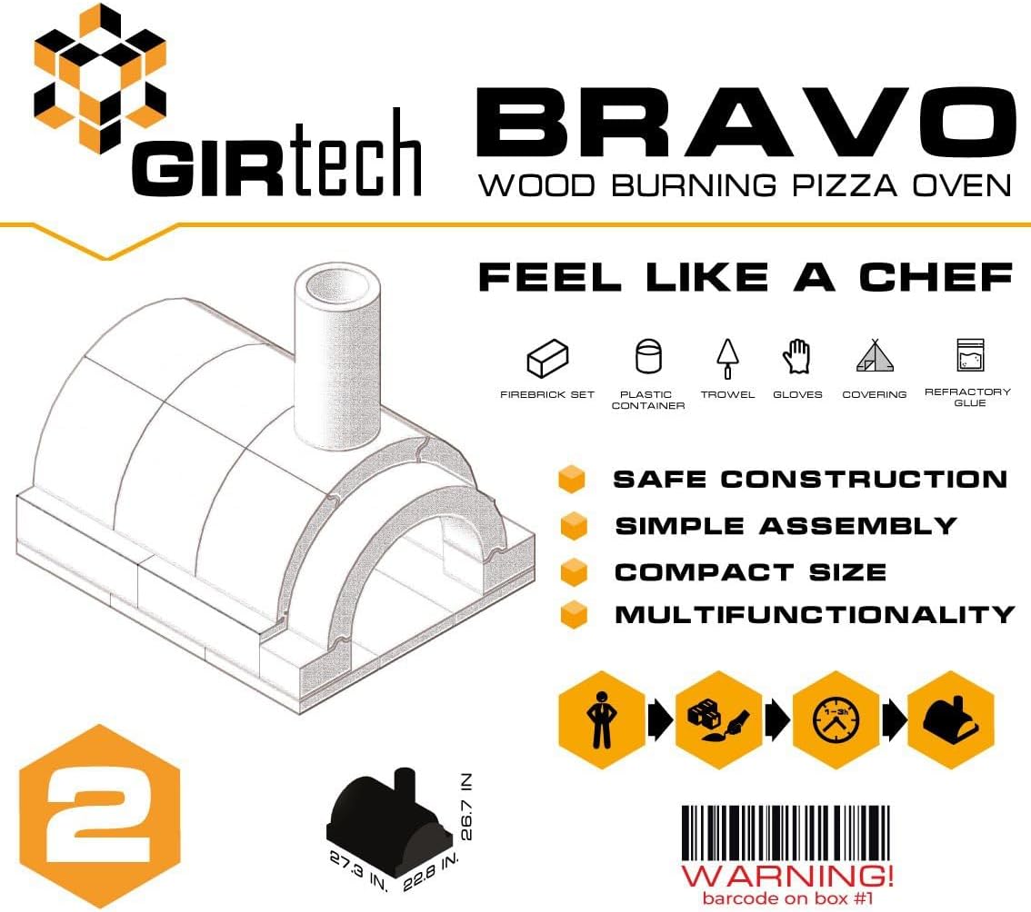 GIRtech BRAVO Wood Burning Fire Brick Pizza Oven